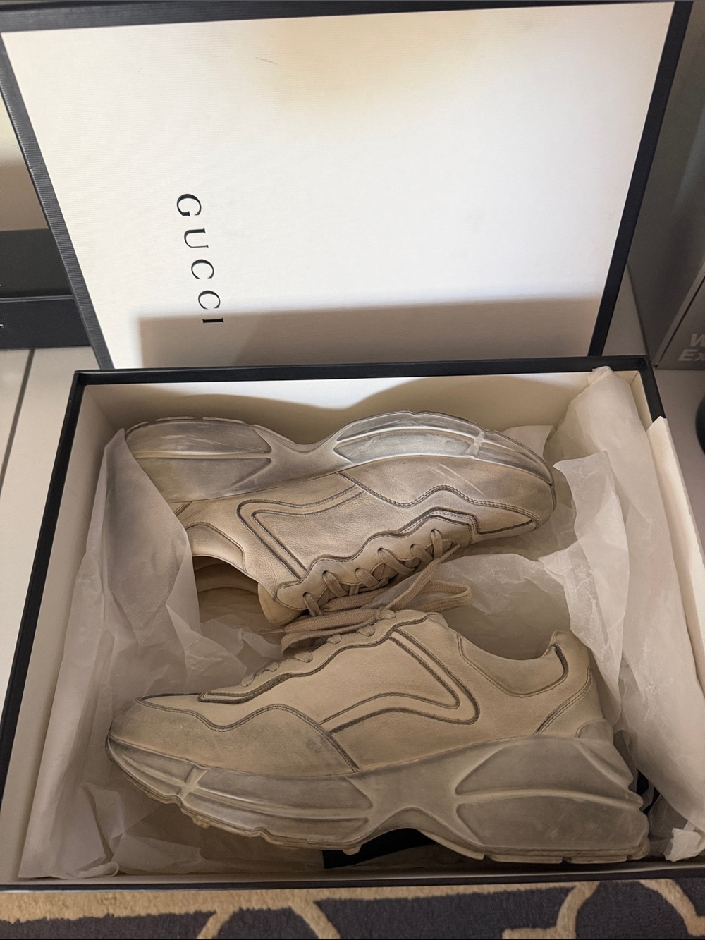 Gucci Men's Off-White/Taupe Chunky Runner Sneakers